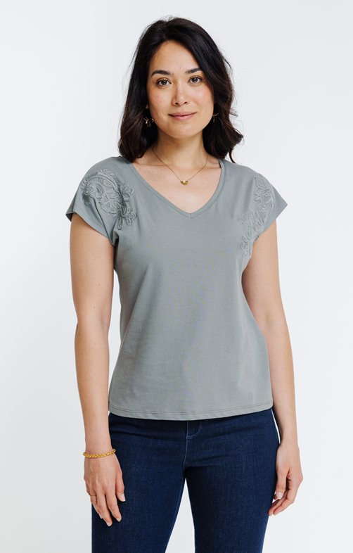 Tee-shirt brodé manches courtes