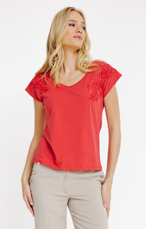 Tee-shirt brodé manches courtes