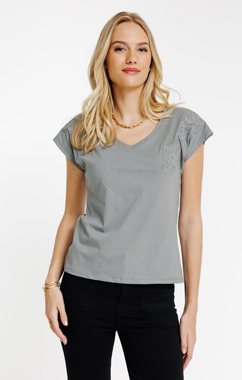 Tee-shirt brodé manches courtes