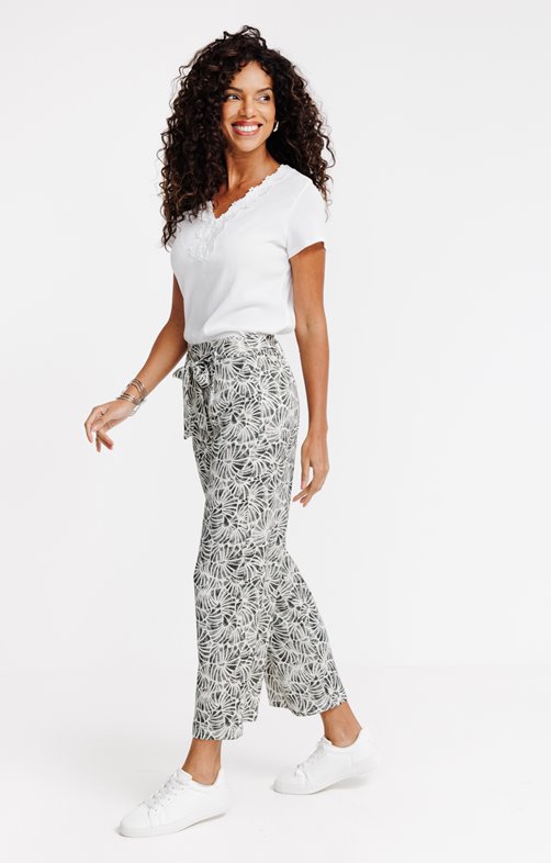 PANTALON LARGE IMPRIME MAILLE FROISSEE