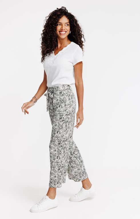 PANTALON LARGE IMPRIME MAILLE FROISSEE