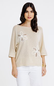 Pull avec patchs fleurs