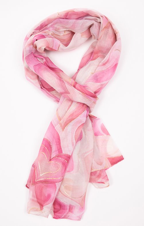 Grand foulard léger imprimé coeur