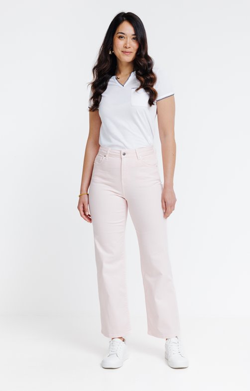 Pantalon large en denim pastel