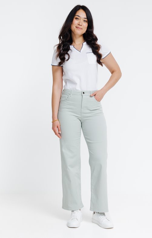 Pantalon large en denim pastel