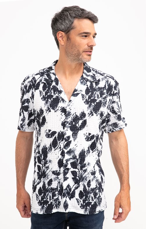 Chemise manches courtes Crep Flower