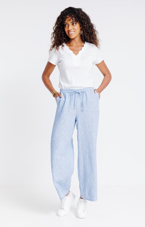 Pantalon coupe jog large rayé lurex