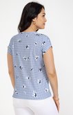 Tee-shirt imprimé vichy et fleur