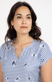 Tee-shirt imprimé vichy et fleur