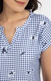Tee-shirt imprimé vichy et fleur
