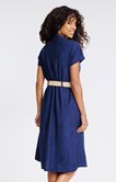 Robe midi col chemise et col V