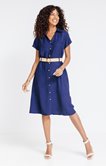 Robe midi col chemise et col V