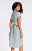 Robe midi col chemise et col V