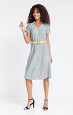 Robe midi col chemise et col V