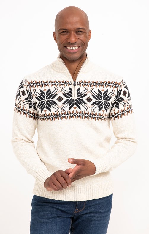 Pull col montant jacquard Flocon