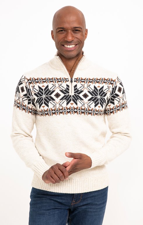 Pull col montant jacquard Flocon