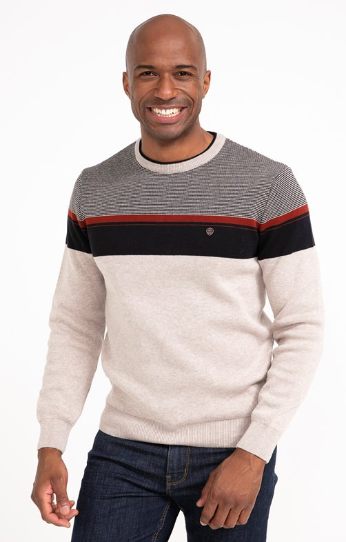 Pull col rond rayé Multiray