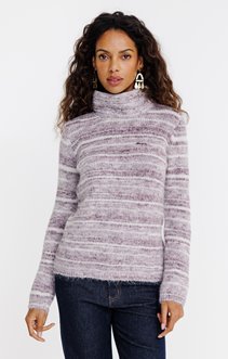 Pull rayé maille brillante