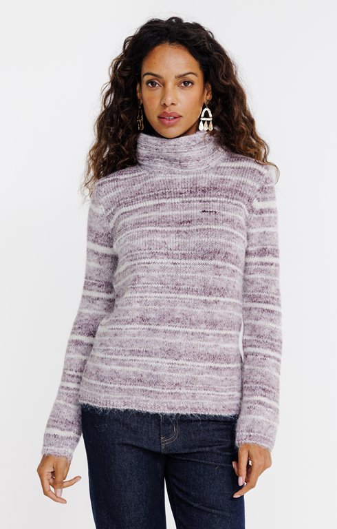 Pull rayé maille brillante