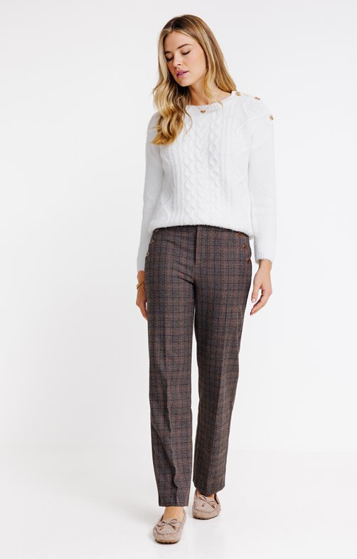 Pantalon coupe large à carreaux