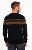 Pull col rond rayé bicolore
