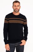 Pull col rond rayé bicolore