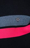 Pull col rond rayé Magenta