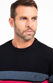 Pull col rond rayé Magenta