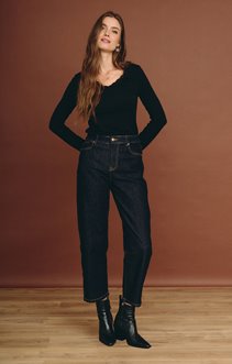 Pantalon denim brut coupe barrel