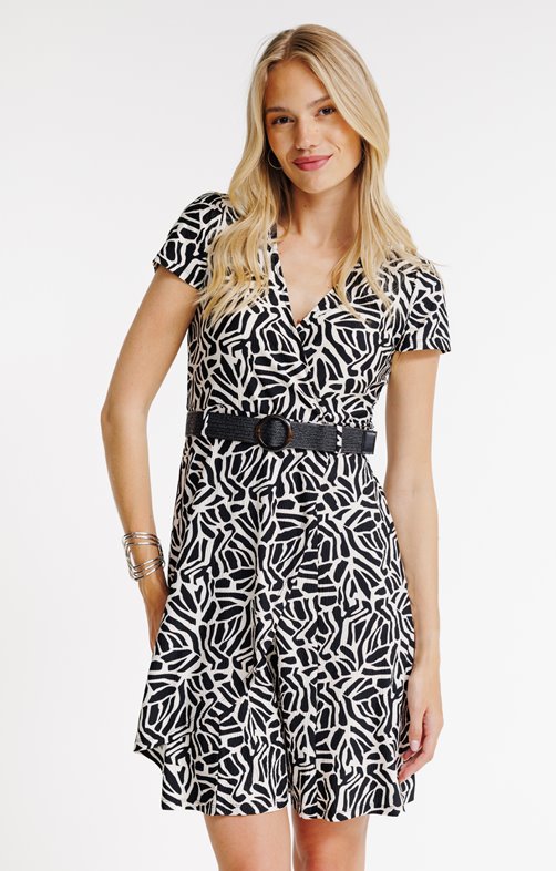 Robe cache-coeur avec ceinture rafia