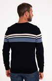 Pull col rond rayé sky
