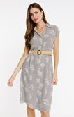 Robe chemise avec ceinture rafia