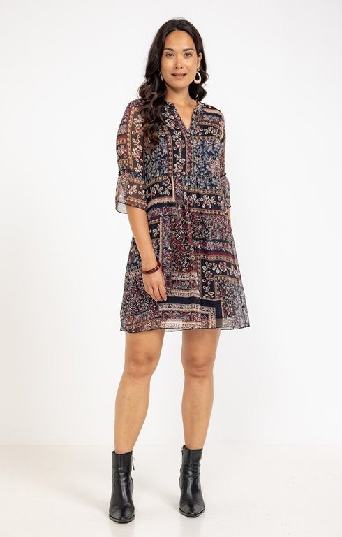 Robe courte col mao