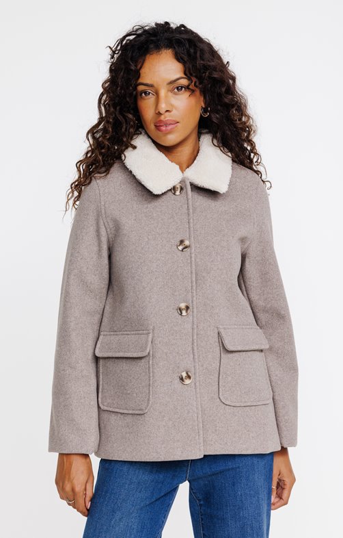 Manteau avec col sherpa amovible