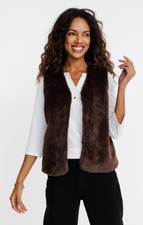 Gilet sans manches en fausse fourrure