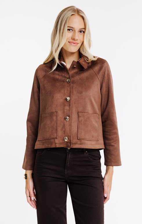 Veste boutonnée en suedine
