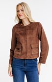 Veste col rond en suédine
