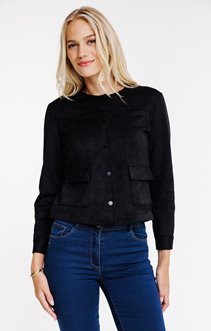 Veste col rond en suédine