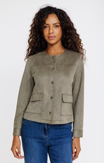 Veste col rond en suédine