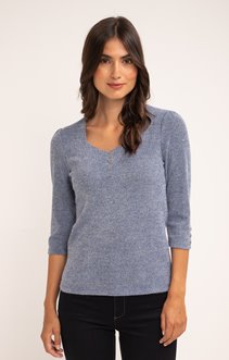 Pull manches 3/4 maille fantaisie