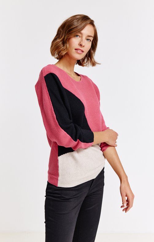 Pull manches longues et col rond maille