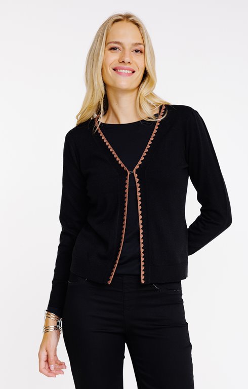 Cardigan avec point cocotte contrasté
