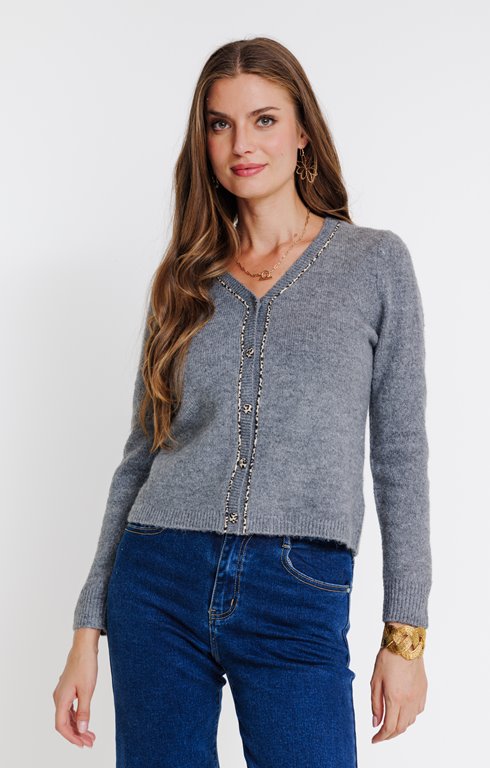 Cardigan détails léopard