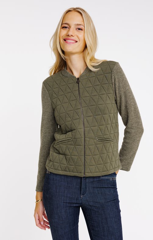 Cardigan matelassé bi-matière