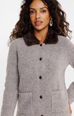 Cardigan col polo fausse fourrure