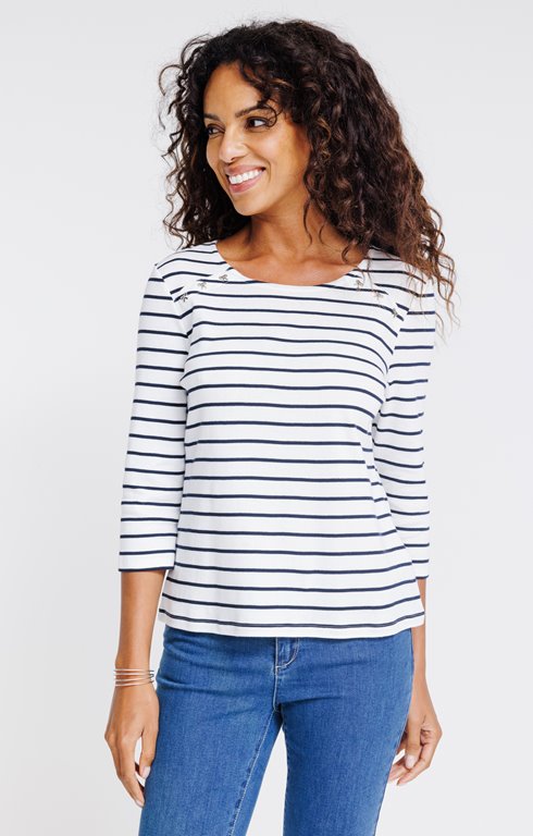Tee-shirt rayé manches 3/4