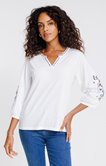 Tee-shirt brodé manches 3/4