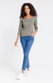 Tee-shirt brodé manches 3/4