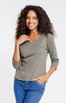 Tee-shirt brodé manches 3/4