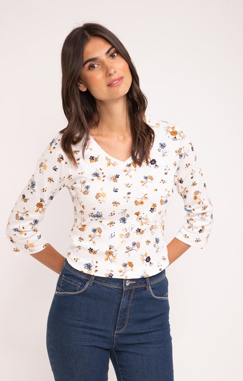 Tee-shirt motif floral col V